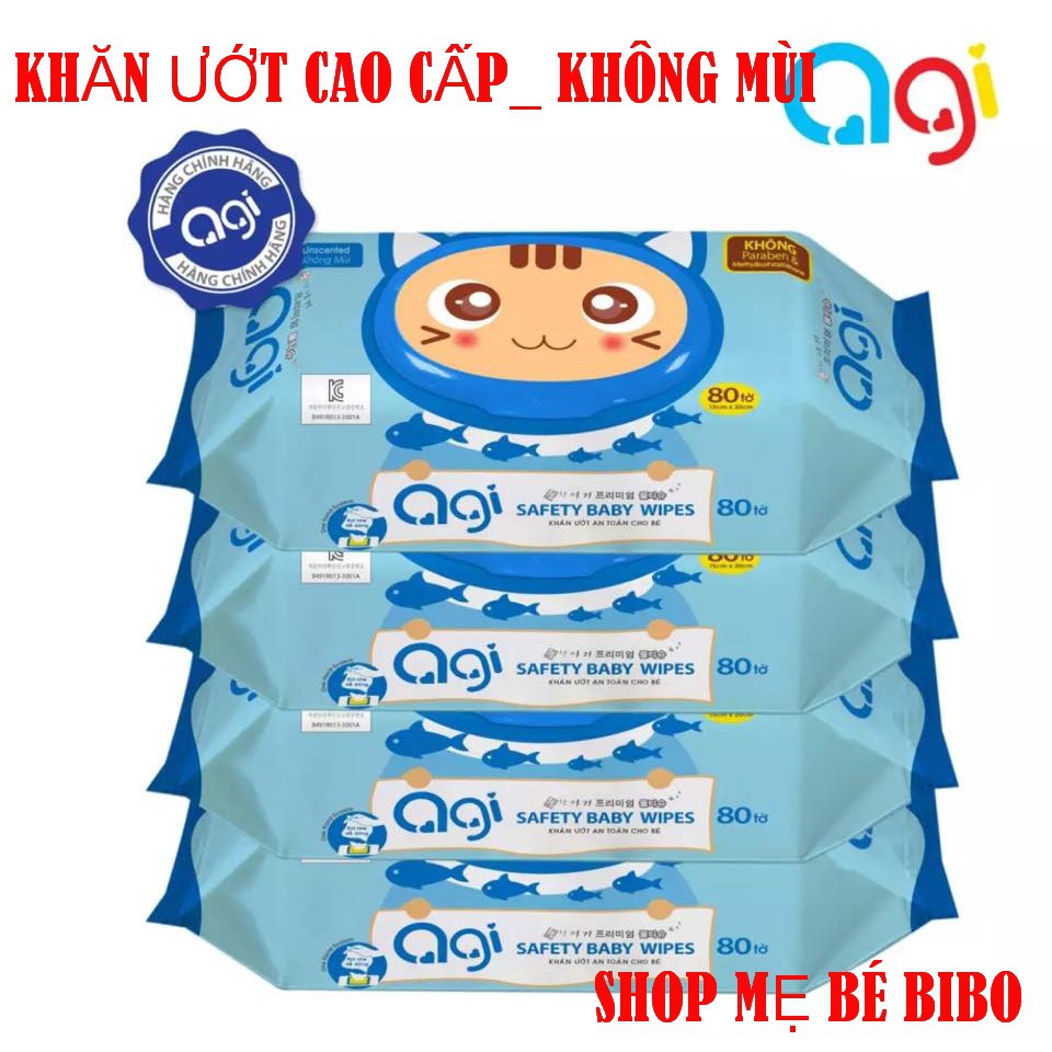 [Mẫu mới] Combo 5 Gói Khăn Ướt Hàn Quốc Không Mùi 100 tờ