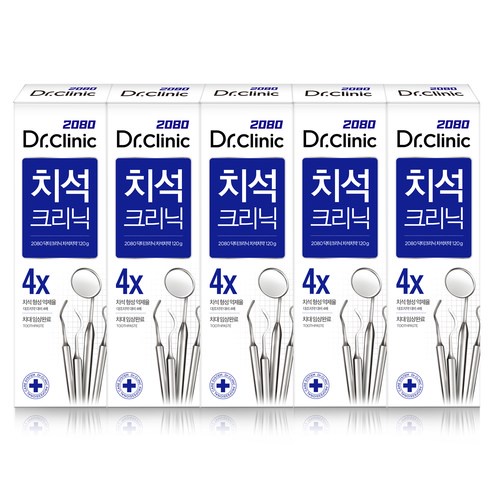 (Set 5 tuýp) Kem đánh răng chuyên biệt loại bỏ cao răng 2080 Dr. Clinic Tartar 140g nội địa Hàn Quốc