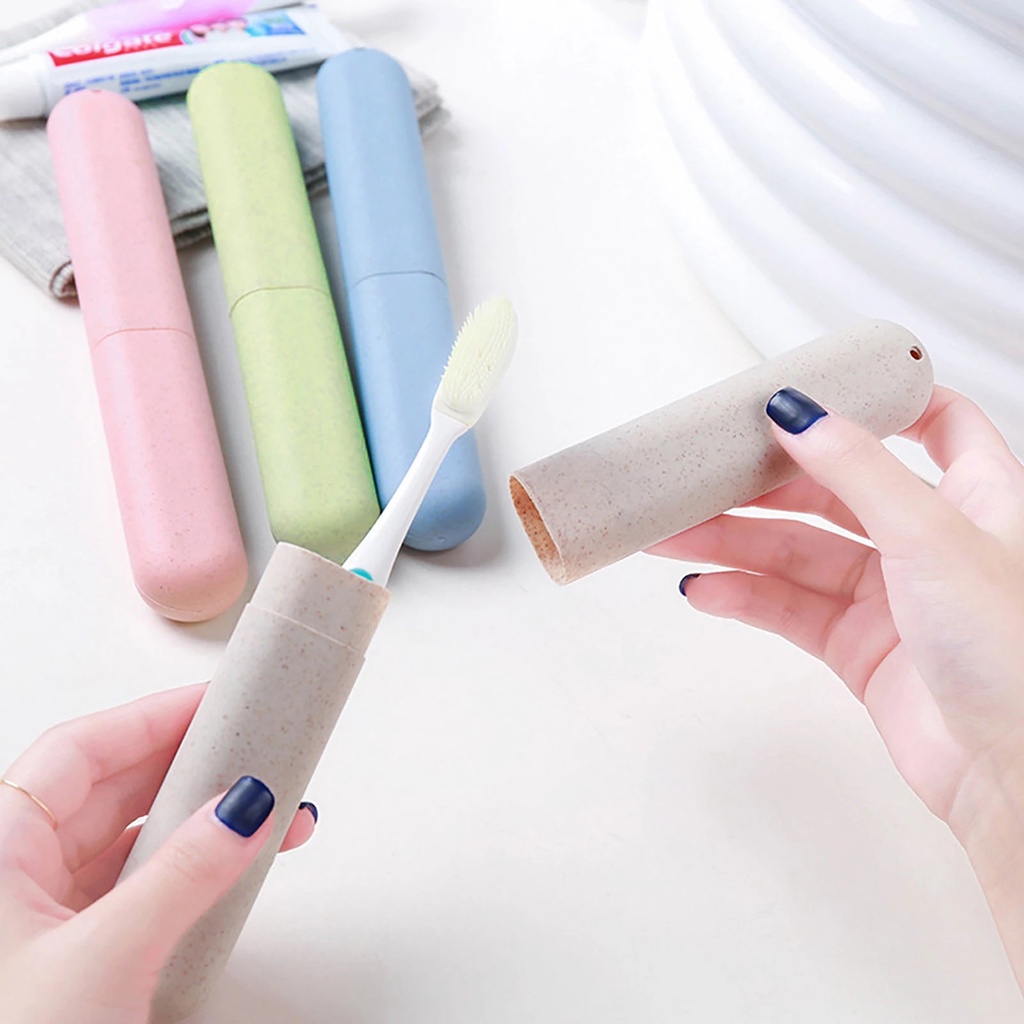 1 Hộp Đựng Bàn Chải Đánh Răng Di Động Bằng Rơm Lúa Mì Đa Năng Chống Bụi Cho Hoạt Động Ngoài Trời