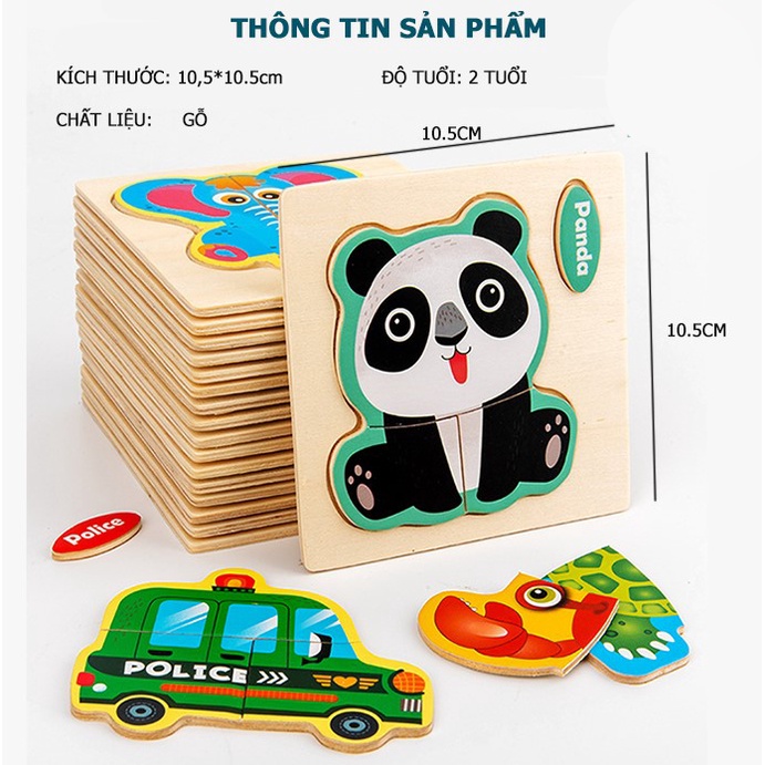 Tranh ghép hình 3D bằng gỗ size nhỏ nhiều hình ngộ nghĩnh [Size 10.5x10.5cm] TEEMO XH-06