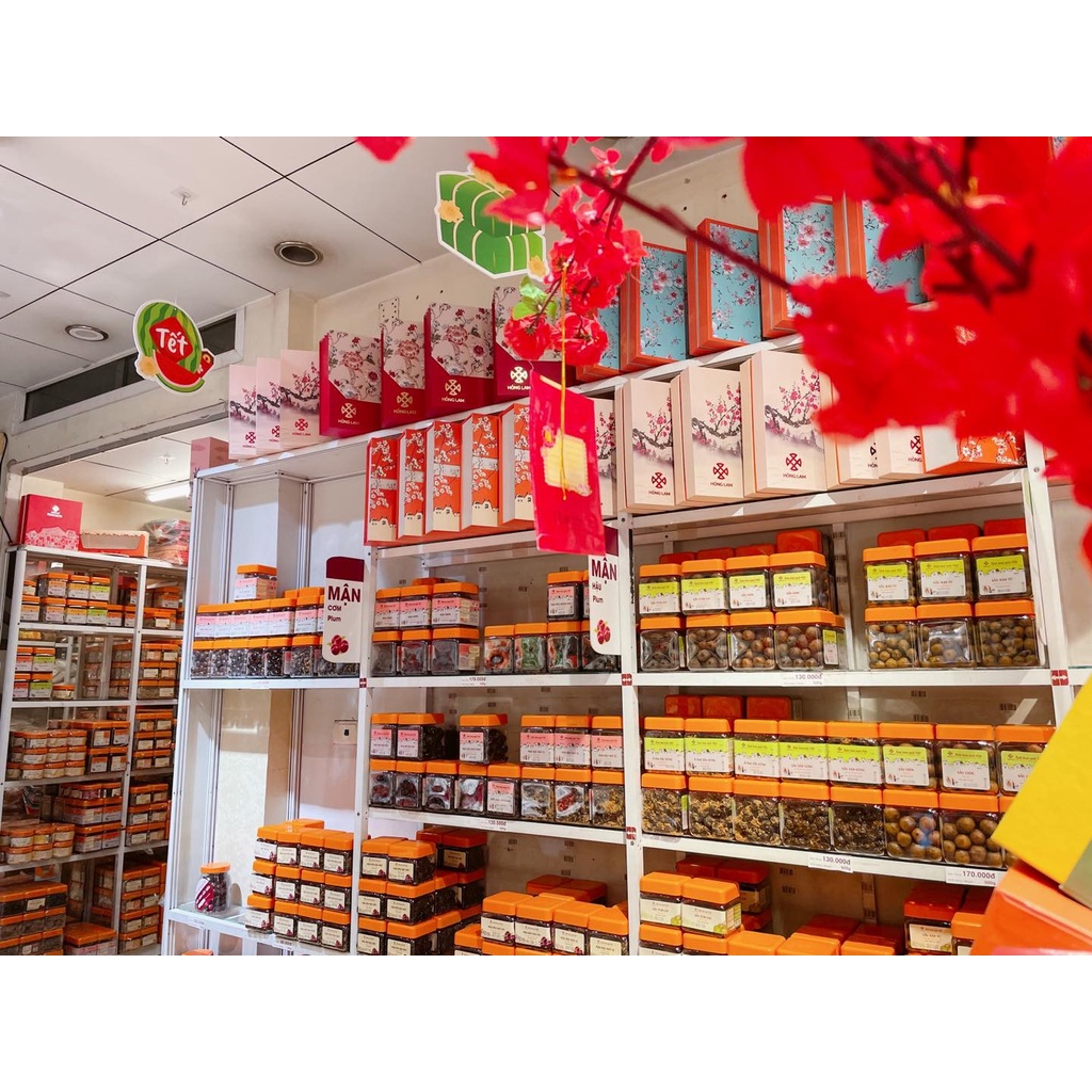 Sấu bao tử chua cay ngọt  giòn-  Ô mai Hồng Lam 11 hàng đường - hộp/gói 200g/300g/500g