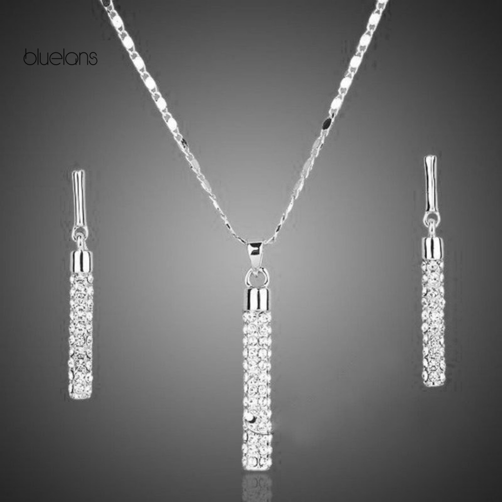 Bộ Vòng cổ + Bông Tai Đính Đá Lấp Lánh Thời Trang Sang Trọng Cho Nữ
