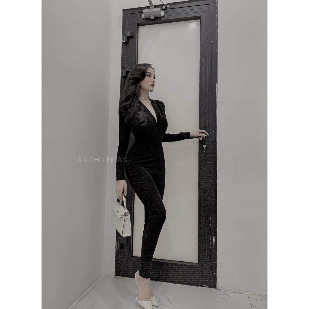 Jum cổ tim tay dài ôm dáng thời trang