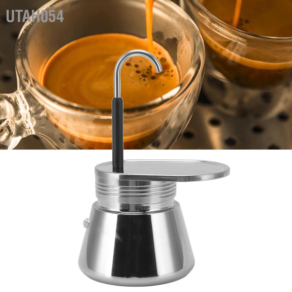 Hàng Sẵn Ấm Pha Cà Phê Moka Espresso di động Thép không gỉ DIY Trọng lượng nhẹ cho cắm trại ngoài trời【Utah054】