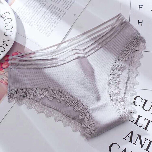 Quần Lót Nữ Cotton LYMIA Chất Gân Tăm Viền Ren Siêu Đẹp xuất Nhật QL02