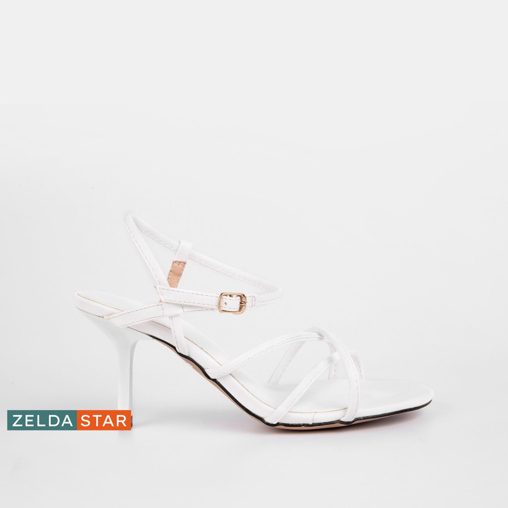 Giày Sandal Zelda Star mũi tròn gót cao 7cm dây chéo - SN006820