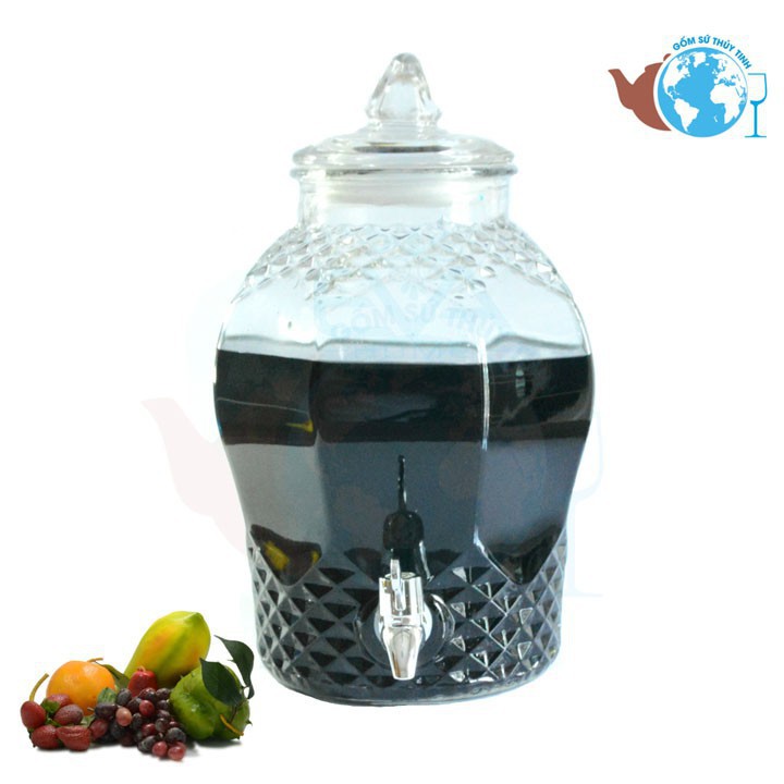 Bình thủy tinh cao cấp ngâm rượu có van và không van 6L