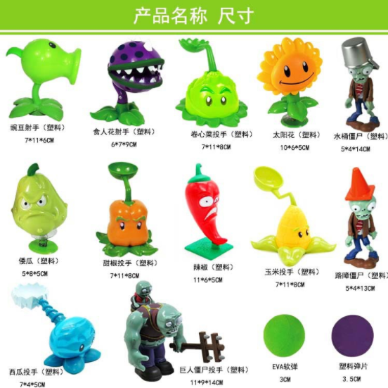 Mô hình đồ chơi hoa hướng dương và Zombie cho bé