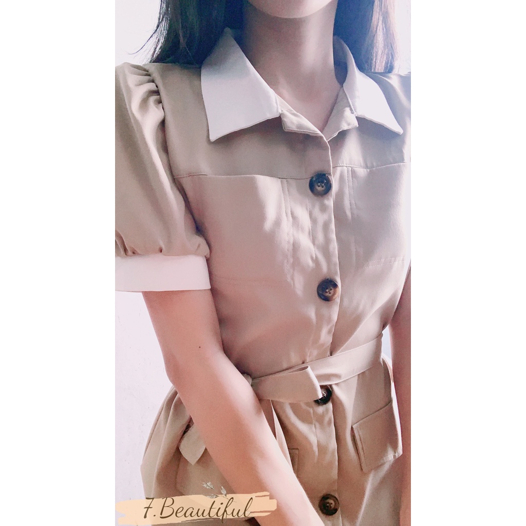 Váy sơ mi nữ, đầm nữ dáng dài thiết kế thắt đai, chất vải kaki mềm phong cách công sở thanh lịch 7.Beautiful V22