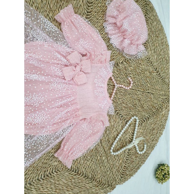 Set Body váy hồng phấn kèm nón cho bé gái ⚡ 𝗙𝗥𝗘𝗘𝗦𝗛𝗜𝗣 ⚡ Hàng thiết kế - Chất liệu cao cấp và an toàn cho bé