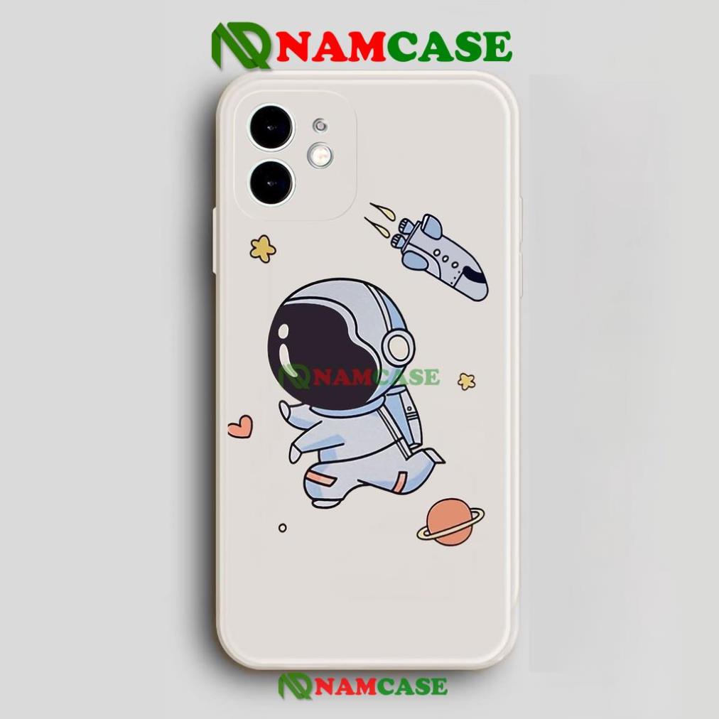 Ốp lưng iPhone Phi hành gia Cute cạnh viền vuông silicon mềm dẻo cho iphone 6/6s/7/8/X/XS/11/12/13 Pro Plus Max