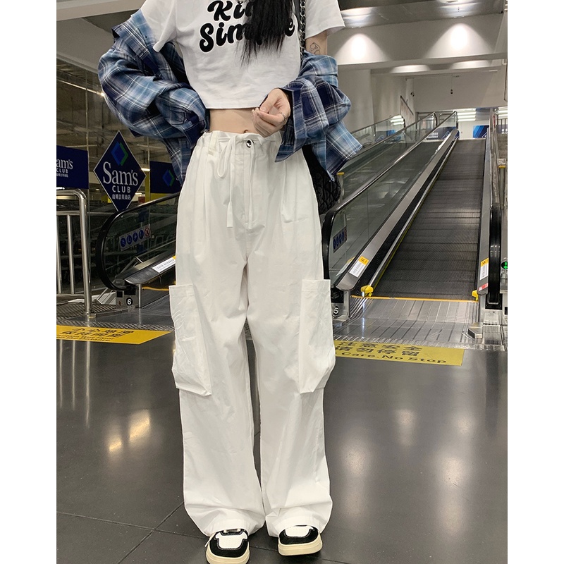 Quần Dài Lưng Cao Ống Rộng Phong Cách Retro Hàn Quốc Với 3 Màu Tùy Chọn