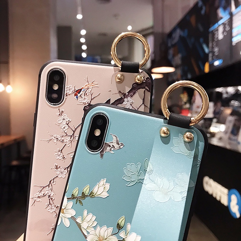 Ốp Điện Thoại Họa Tiết Hoa 3D Có Dây Đeo Cho Redmi 10C 9T 9C Note 10S 11 Pro 9 9S 8 7 Xiaomi 11T Poco X3 F3 M3