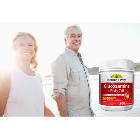 Viên uống bổ xương khớp kết hợp dầu cá Nature's way glucosamine + fish oil 200 viên của Úc