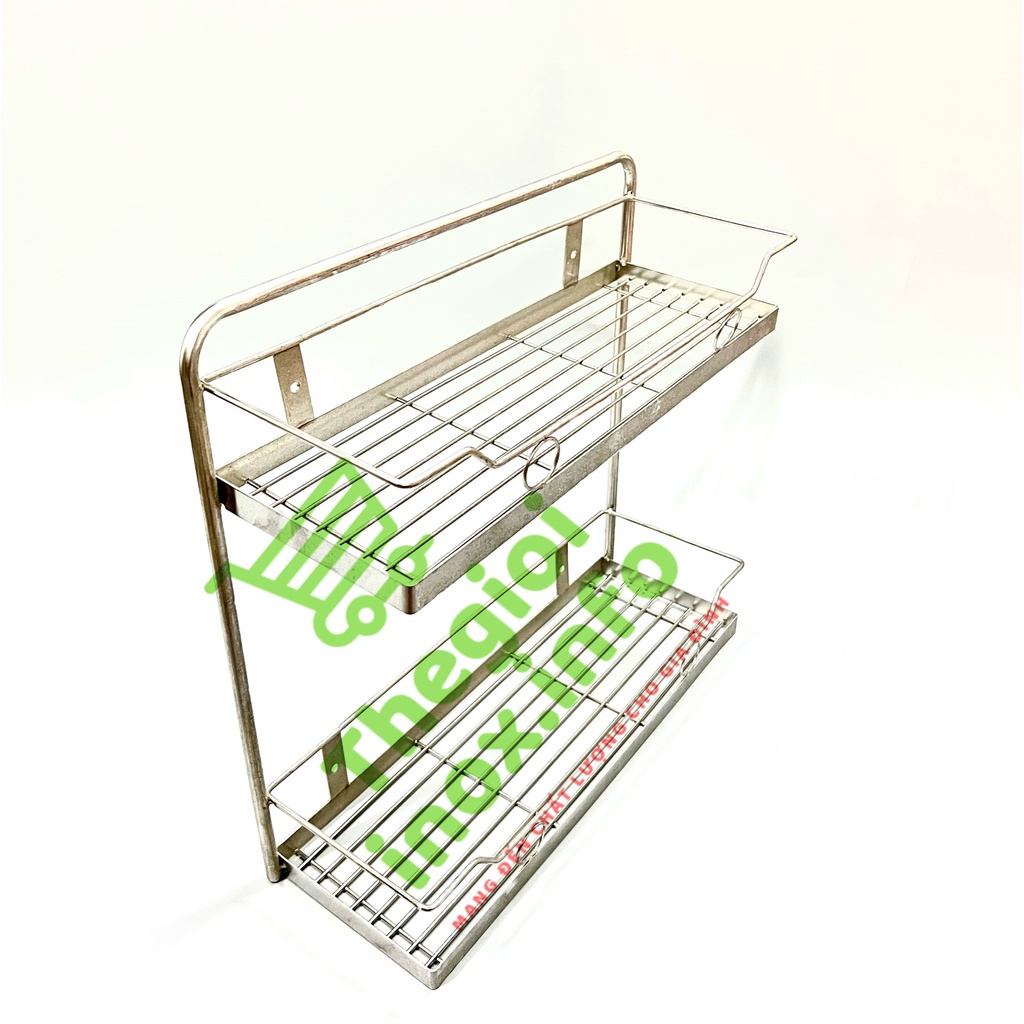 Kệ gia vị 1 tầng - 2 tầng, kệ nhà tắm 2 tầng treo tường 100% inox 304
