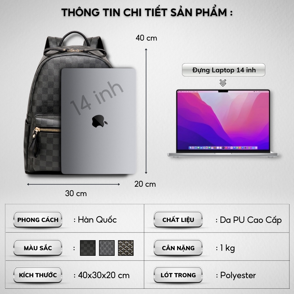 Balo da nam nữ thời trang cao cấp phong cách Hàn Quốc.