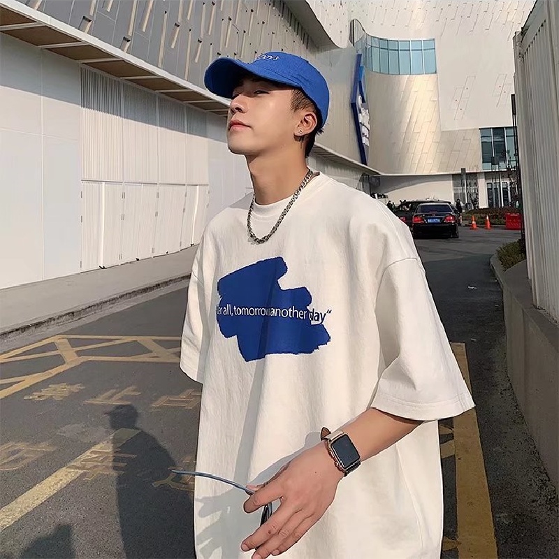 Áo Thun Tay Ngắn Dáng Rộng In Chữ Thời Trang Mùa Hè Cho Nam Size M-5XL