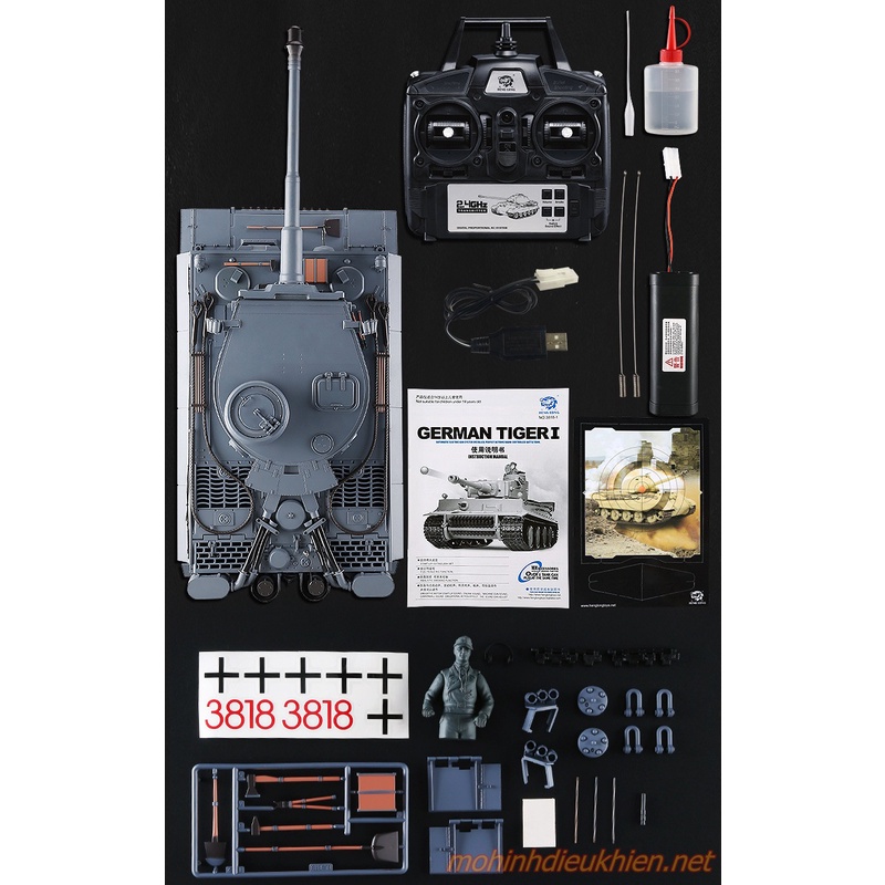 XE TĂNG  ĐIỀU KHIỂN TIGER 1 PHIÊN BẢN XÍCH NHỰA 1/16 RTR