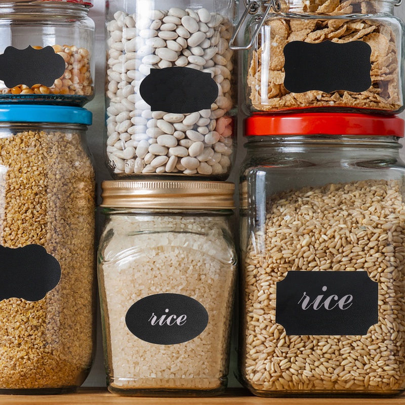 1 Tấm Nhãn Dán PVC Phân Loại Màu Đen Chống Thấm Nước Trang Trí Lọ Thủ Công