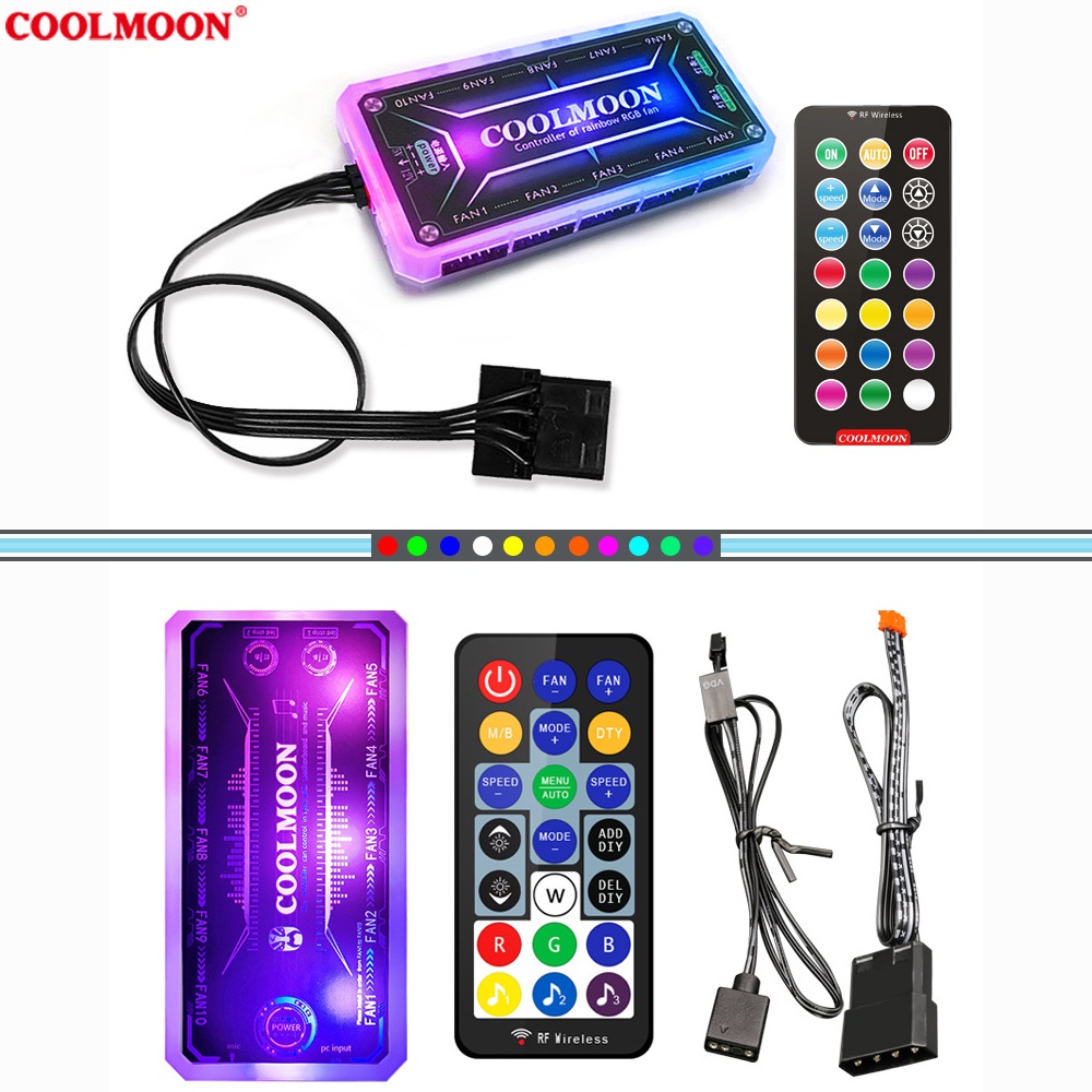 Bộ Hub Và Remote Coolmoon, Hỗ trợ Aura Sync, Gigabyte Fusion, Mystic Light Sync - Thay Đổi Hiệu Ứng Theo Nhạc