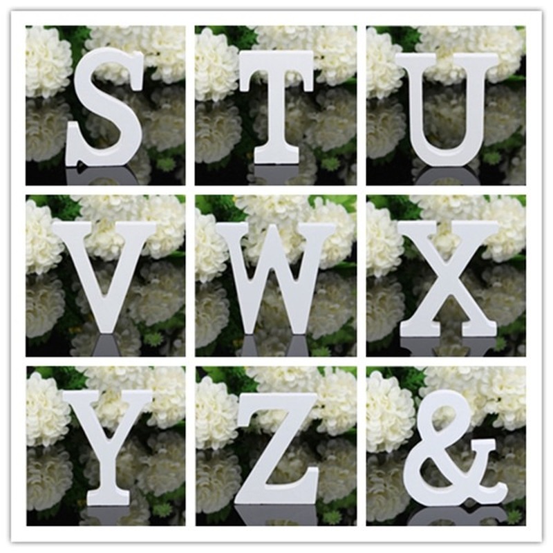 26 Chữ Cái Tiếng Anh Bằng Gỗ Màu Trắng A-Z Trang Trí Tiệc Cưới