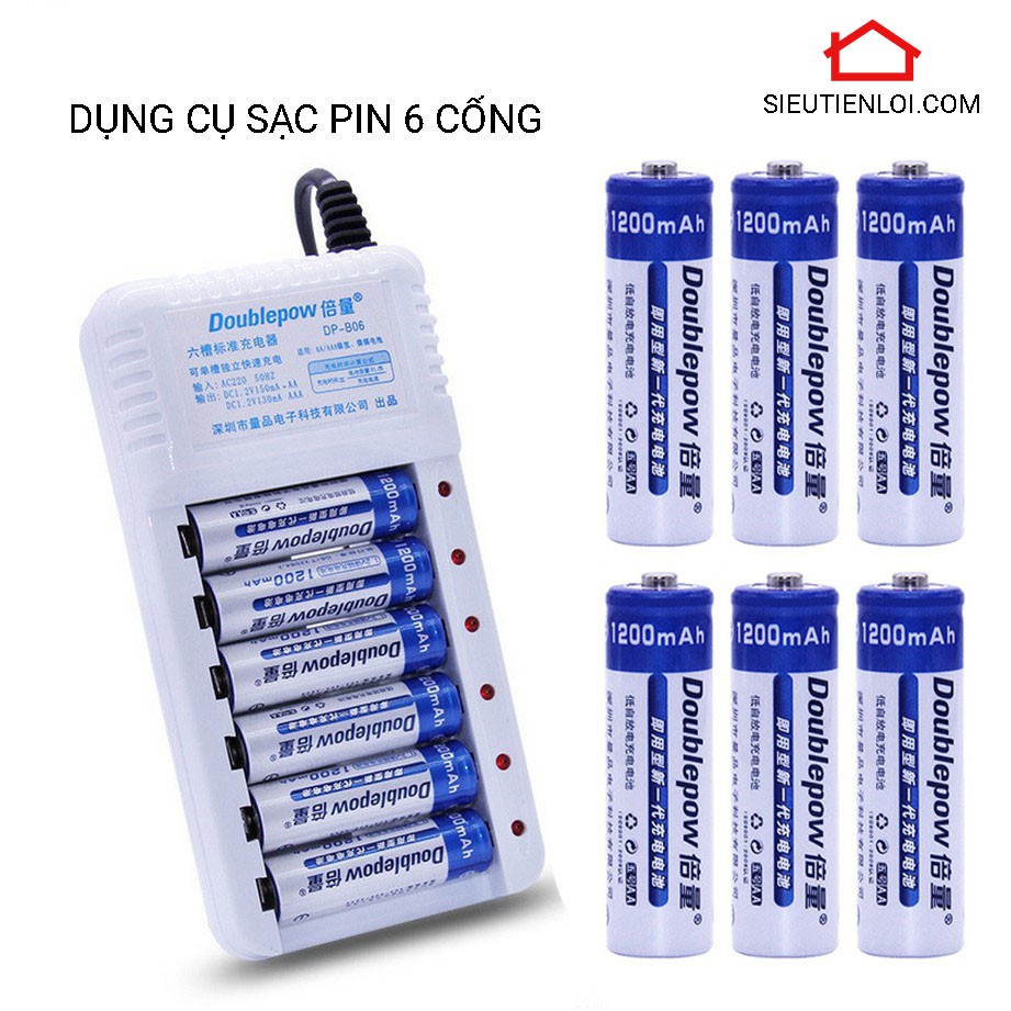 Bộ Sạc Pin Tiểu  AA AAA Đa Năng Chính Hãng 4 Cổng 6 Cổng Loại 1 Siêu Tiết Kiệm Siêu Tiện Lợi