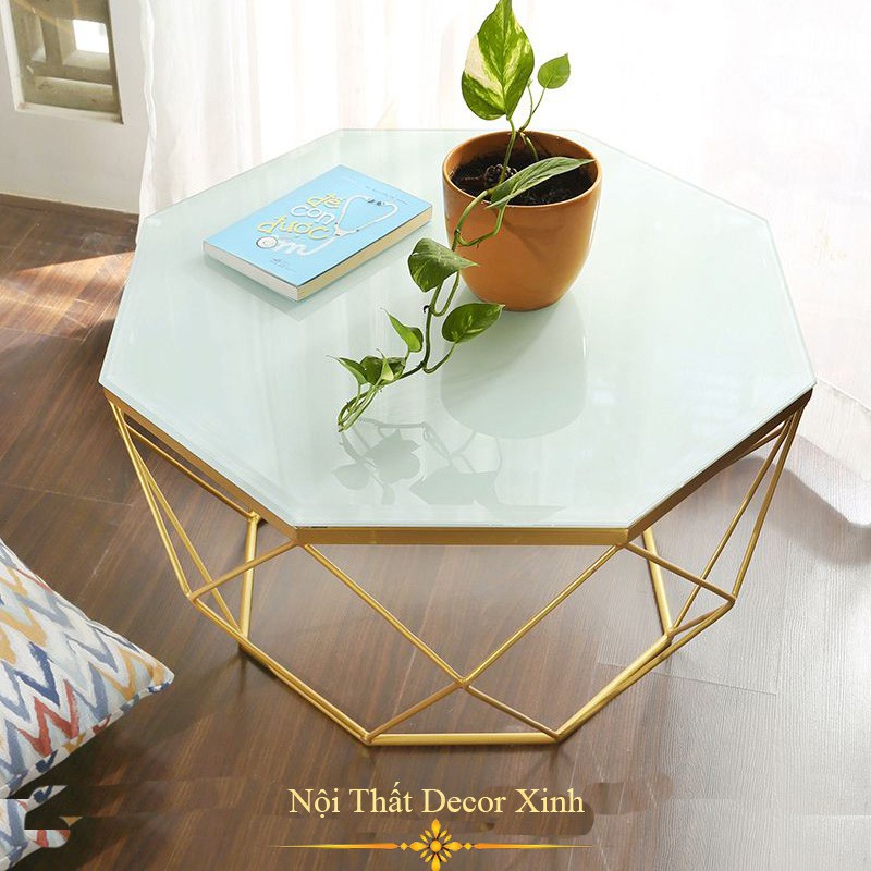 Bàn Trà Sofa Kim Cương Mặt Kính Đá Vân - Nội Thất Decor Xinh