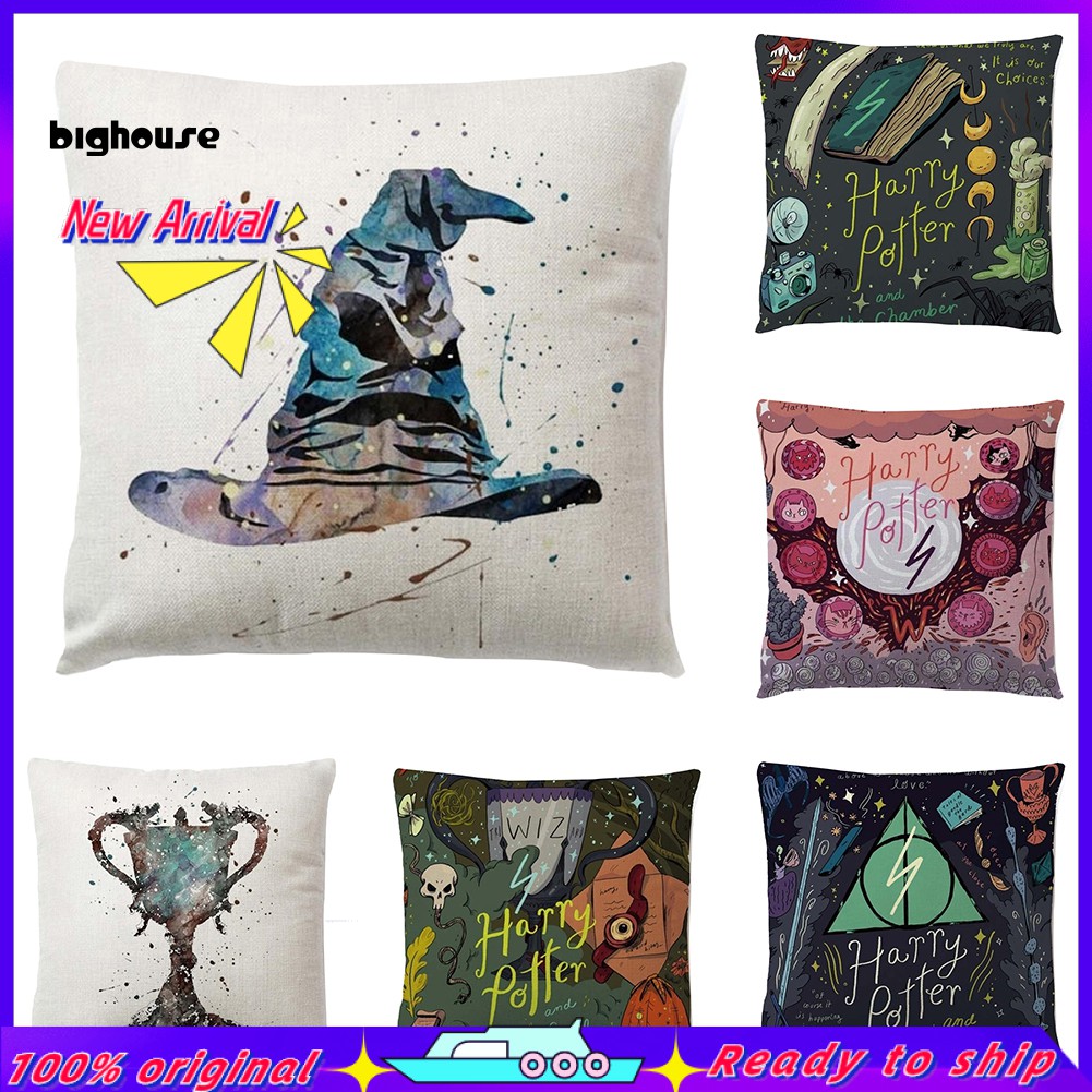 Vỏ Bọc Gối Đệm In Họa Tiết Hoạt Hình Harry Potter Có Khóa Kéo Tiện Dụng