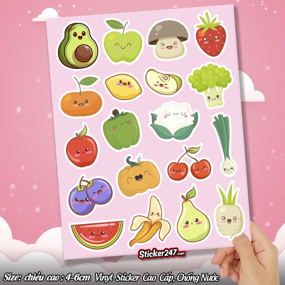 Sticker hình dán Kawaii Food 𝑭𝒓𝒆𝒆𝒔𝒉𝒊𝒑 chống nước sticker dán laptop, điện thoại, đàn guitar, mũ bảo hiểm, vali, ipad...