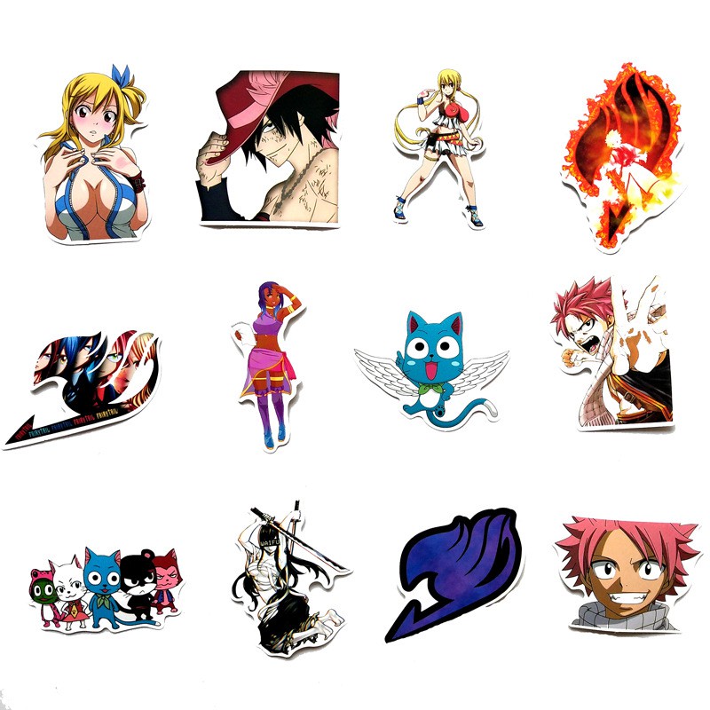 Miếng dán Sticker Anime Manga Fairy Tail (Hội đuôi tiên) trọn bộ 60 hình - In rõ ràng sắc nét khó tróc