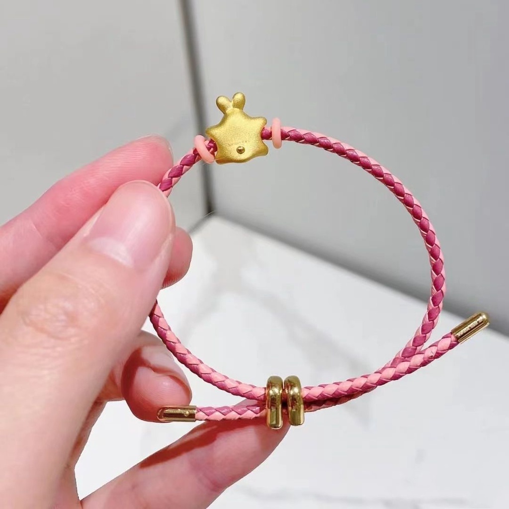 Vòng Đeo Tay Vải Dệt Thủ Công Mềm Mại Hình Chú Thỏ Và Ngôi Sao Màu Đỏ Phong Cách Niche Ngọt Ngào C6QD