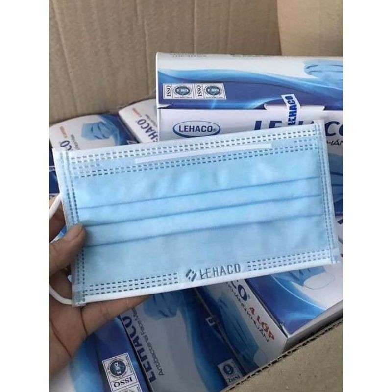 1 hộp 50 cái khẩu trang LEHACO 4 lớp kháng khuẩn khang vi rút ( đóng thành 5 bịt) | BigBuy360 - bigbuy360.vn