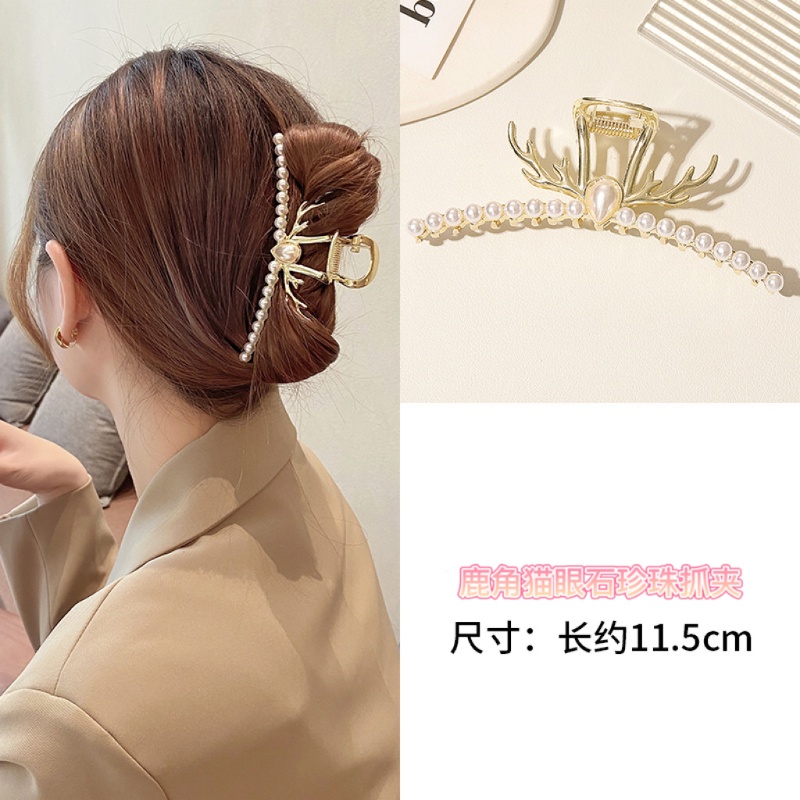 Kẹp Tóc Hình Sừng Hươu Đính Ngọc Trai Giả Thời Trang Hàn Quốc