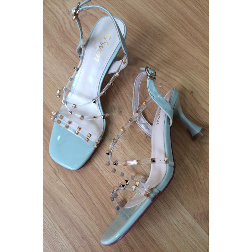 THANH LÝ G269 Giầy Sandal Xăng đan xanh phối đinh Size 35.5
