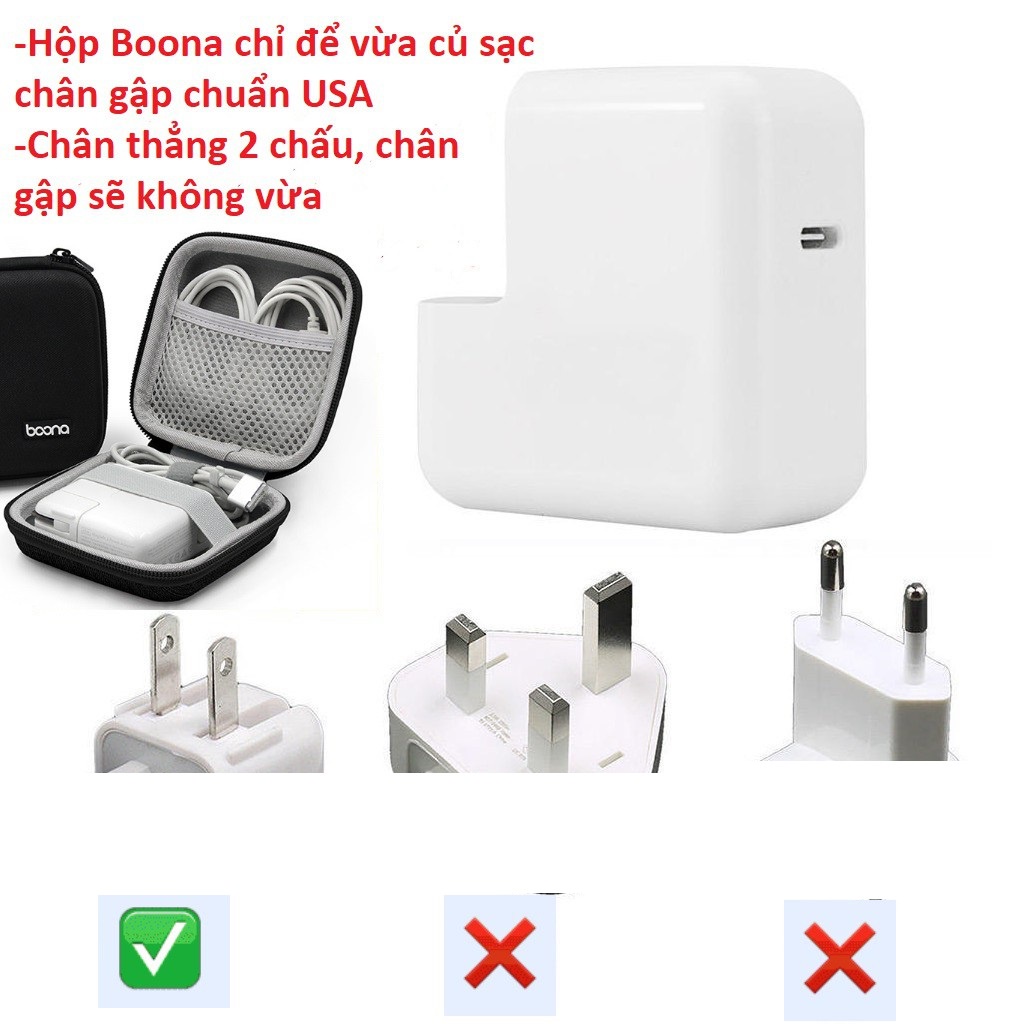Hộp Đựng Phụ Kiện, Cáp Sạc Macbook /Túi Đựng Phụ Kiện Điện Tử Chống Sốc, Chống Nước , Form Cứng Mã Baona F107