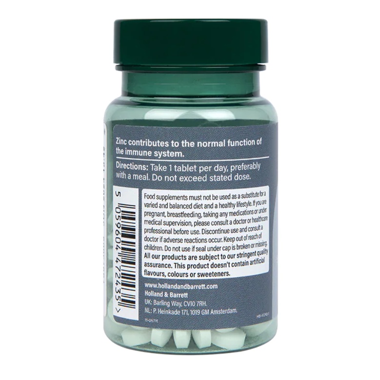 Viên uống kẽm giảm mụn, hỗ trợ duy trì thị lực và miễn dịch ZinC 15mg Immunity - Holland & Barrett