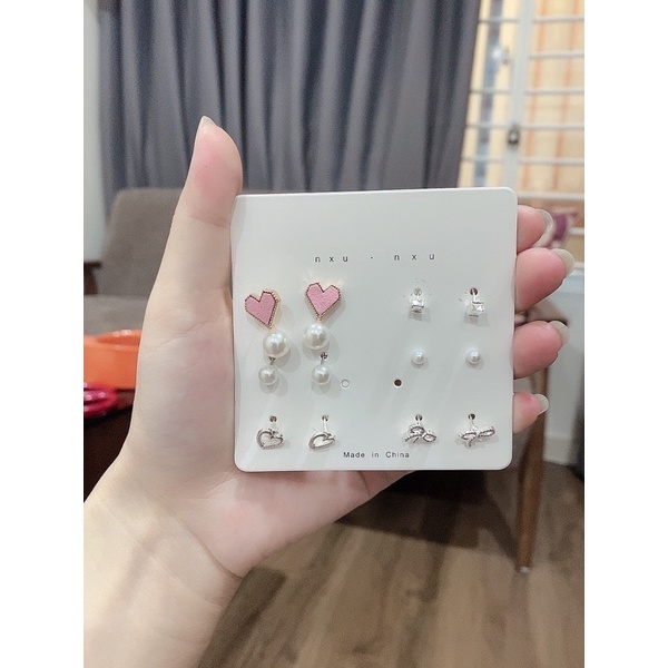 Set bông tai/khuyên nụ mạ vàng/bạc phong cách Hàn Quốc, Unisex siêu đẹp..Phụ Kiện Tiên Tiên