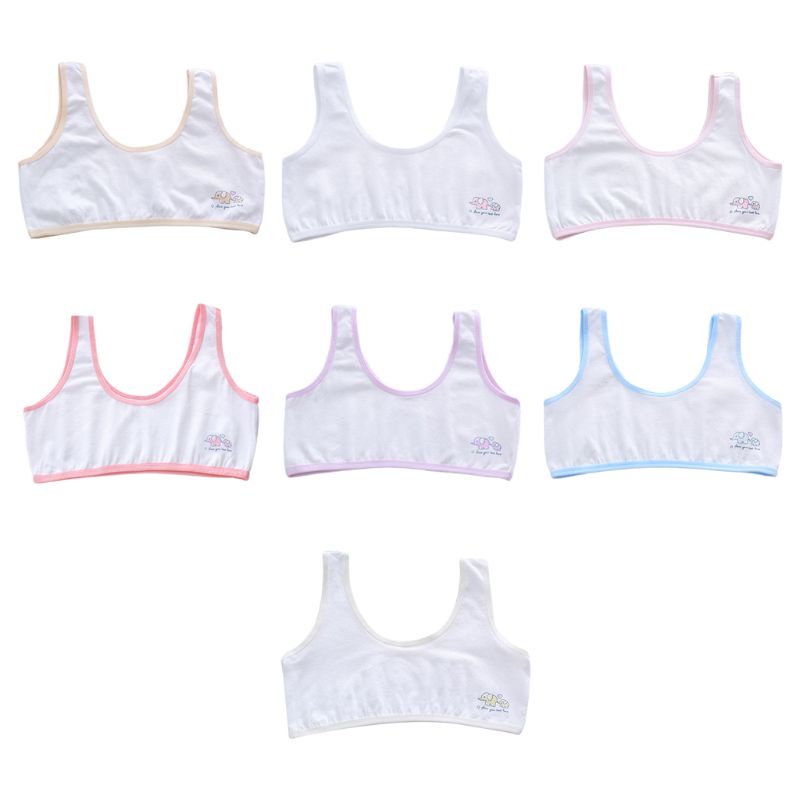 Áo lót vải cotton Không Gọng Dây Bản Rộng In Họa Tiết Voi Hoạt Hình Màu Kẹo Cho Nữ