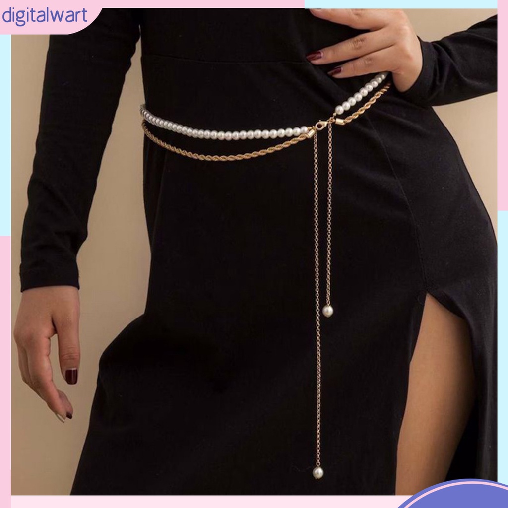 {digitalwart} Chuỗi Đeo Hông Đính Ngọc Trai Trắng Tinh Tế Cổ Điển Dễ Phối Đồ Đi Tiệc Tinh Tế Đẹp Mắt