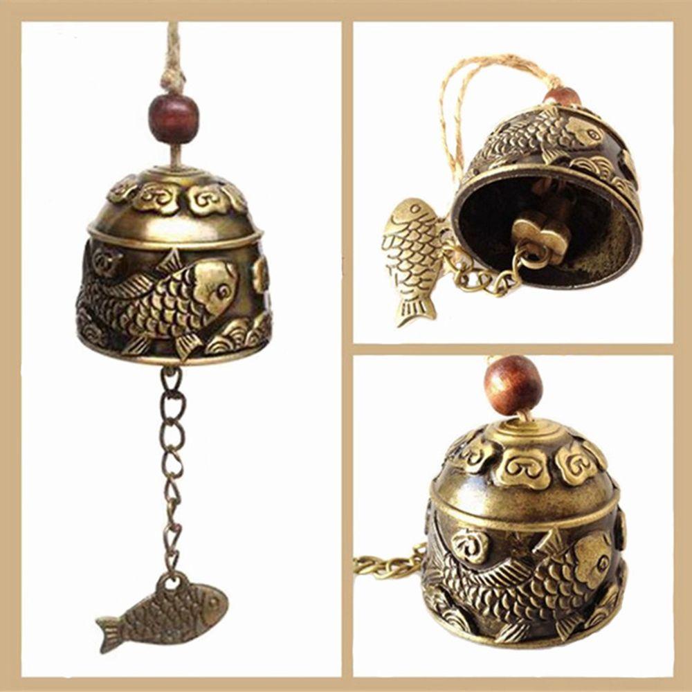 Chuông Gió Bằng Đồng Họa Tiết Cá May Mắn