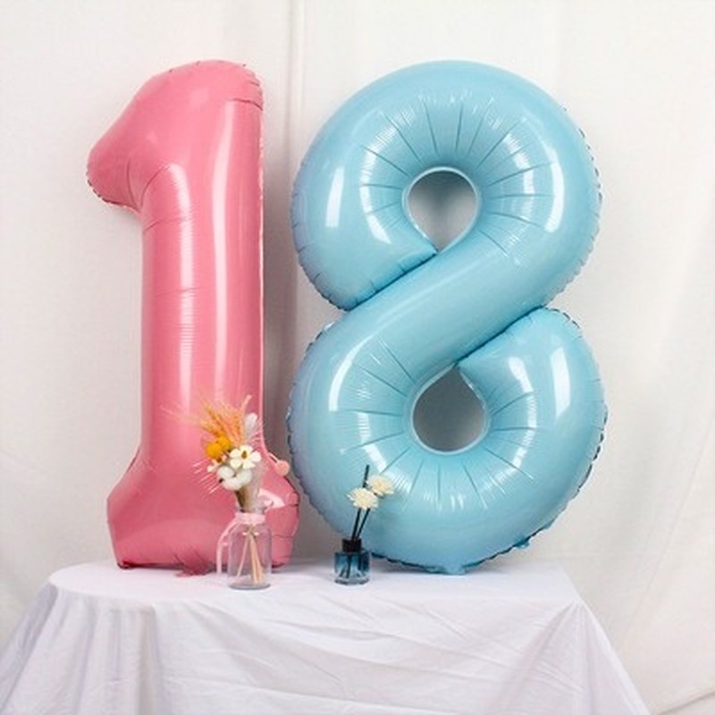 Bong Bóng Kỹ Thuật Số 32 Inch Màu Hồng Và Xanh Ngọc Trai Trang Trí Tiệc Sinh Nhật Đám Cưới