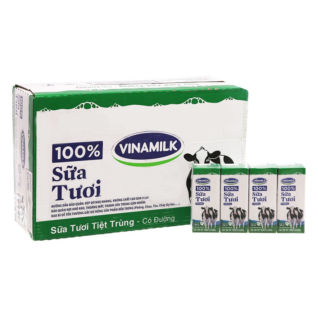 Thùng 48 hộp sữa tiệt trùng Vinamilk 100% Sữa Tươi 110ml.