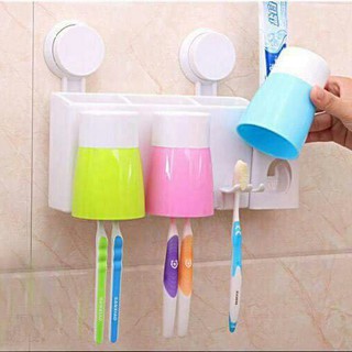 Bộ nhả kem đánh răng tự động gắn tường kèm 3 cốc