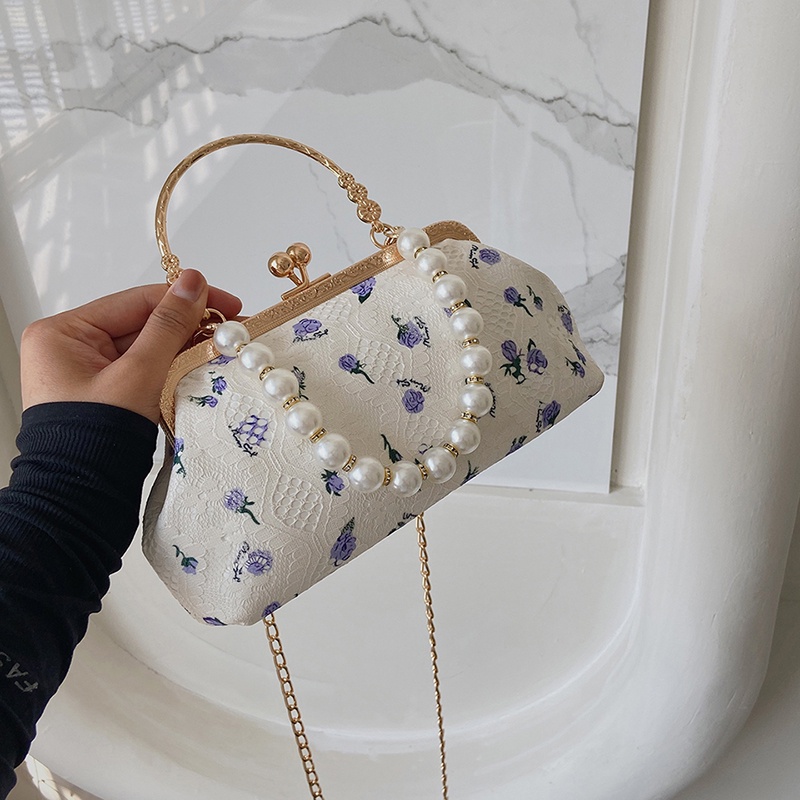 IELGY Lace Pearl Ladies Chain Hand Messenger Bag
