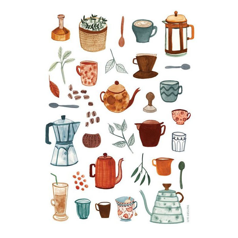 Set 32 stickers vintage trang trí
