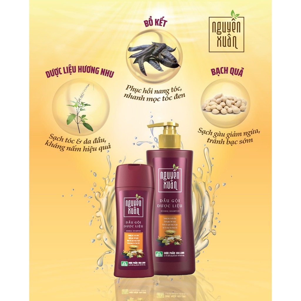 Dầu gội dược liệu Nguyên Xuân chai Đỏ 200ml - giảm ngứa, gàu, giúp tóc khỏe, mềm mại, giảm tóc gãy rụng - cvspharmacy