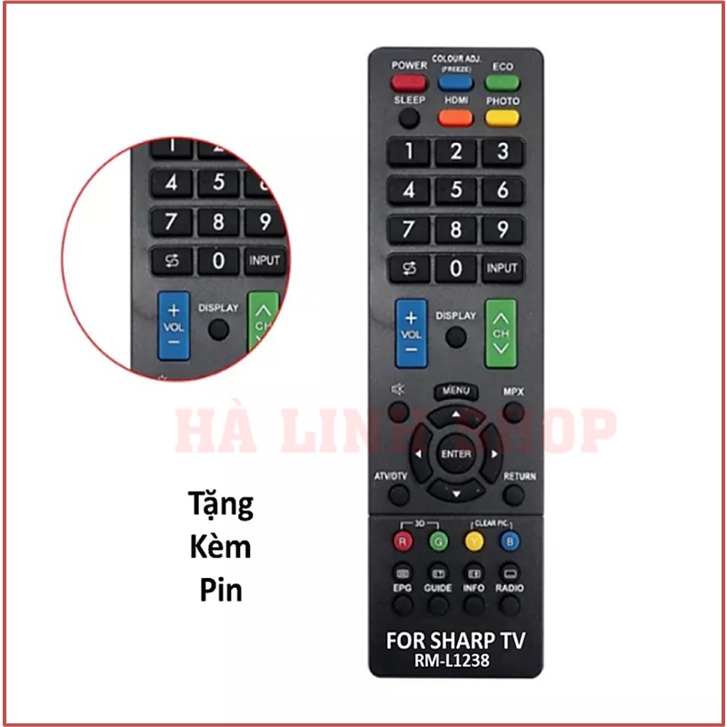 REMOTE ĐIỀU KHIỂN TIVI SHARP LCD/LED RM1238