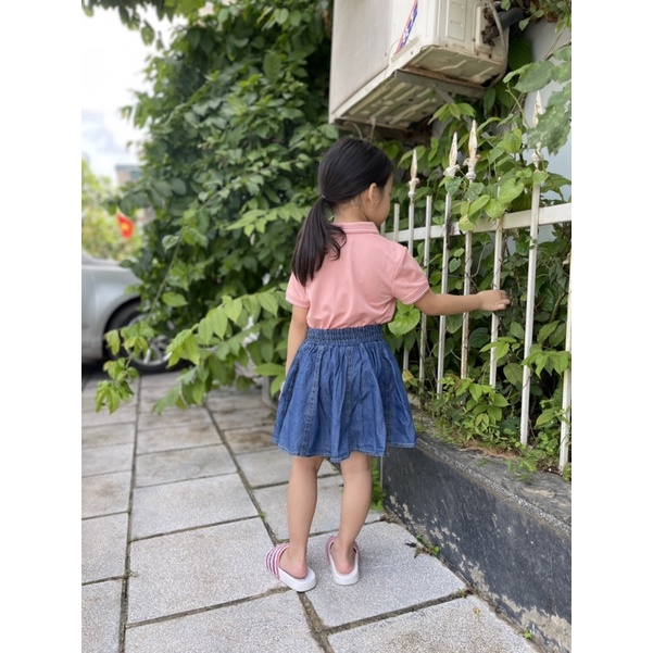 Chân váy bò bé gái 3-10 tuổi  Váy cotton 1 lớp cạp chun 0622