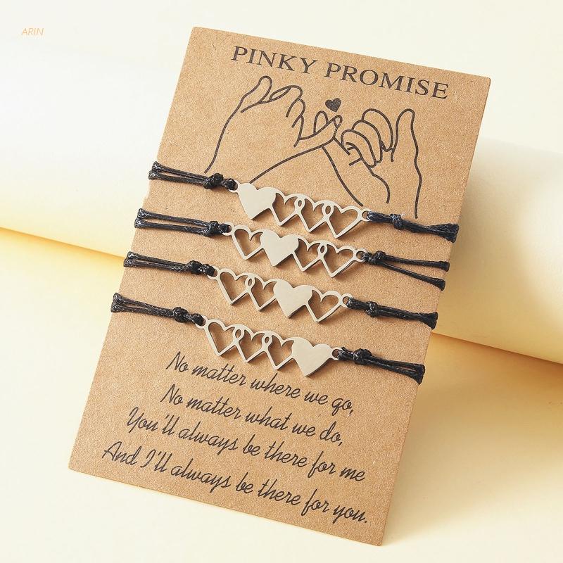 Set 2/3/4 Vòng Tay Mặt Trái Tim Khắc Chữ Best Friend Thời Trang