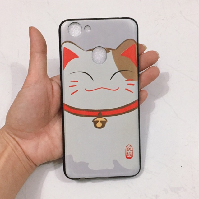 Ốp lưng oppo F5 Mèo thần tài trắng